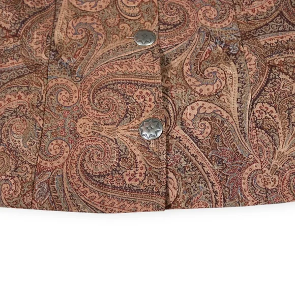 Brown Paisley Button-Up Vest - Picture 4 of 8